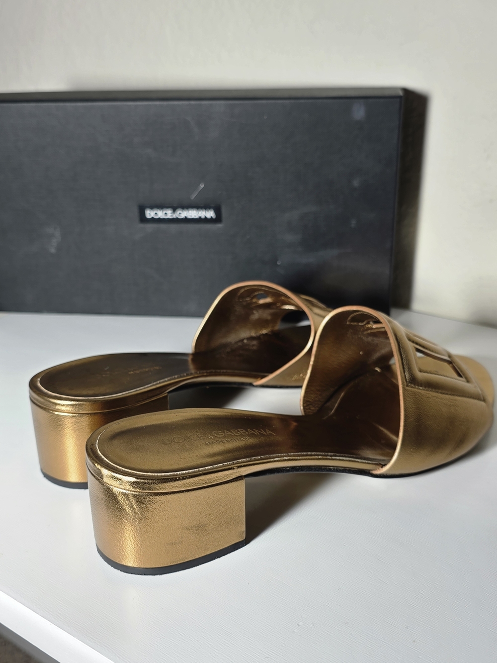 Dolce&Gabbana  Cutout DG Metallic Leather Mule Sandals Size 9 (39) - Picture 4 of 13